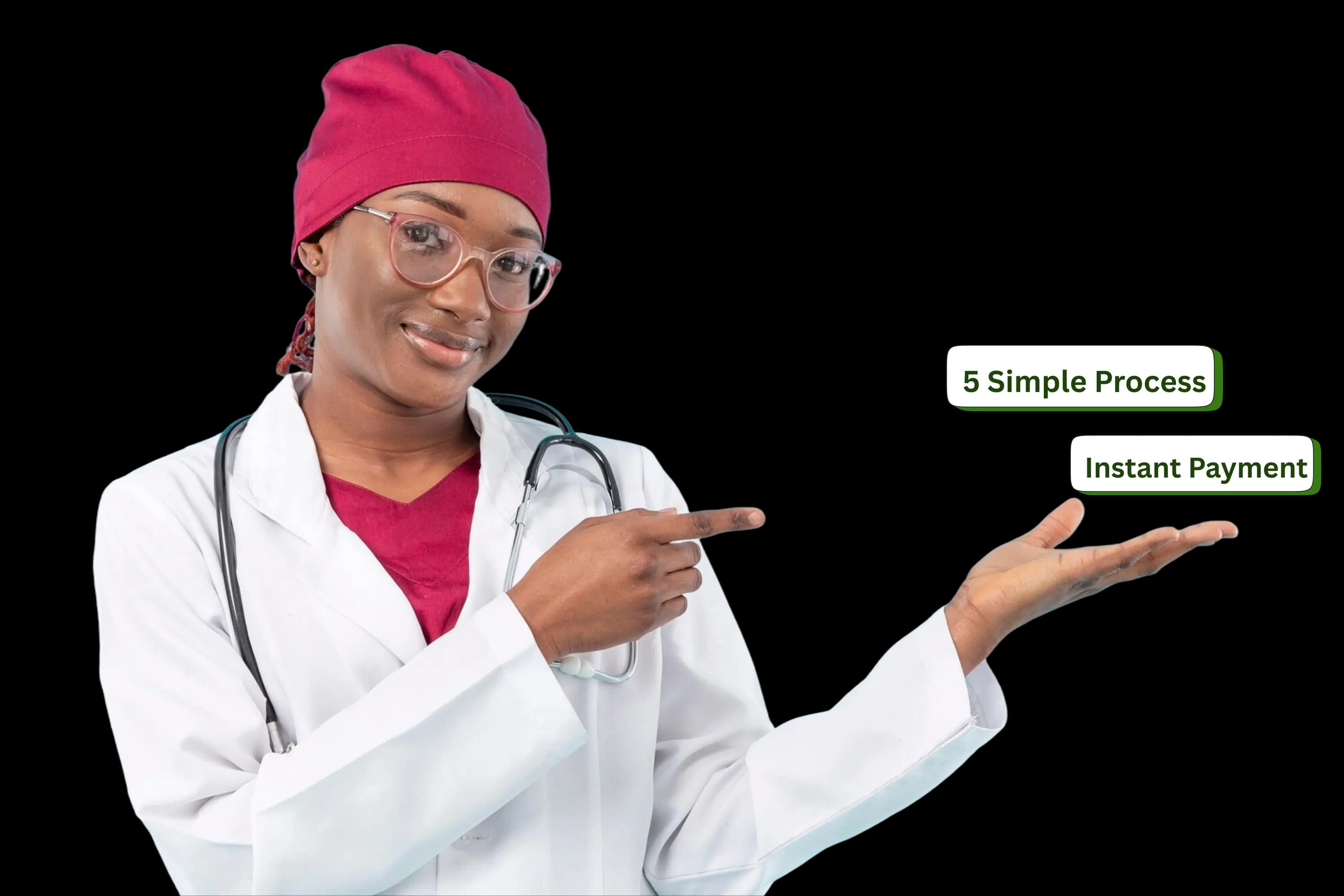 Professional nurse showing steps in a day